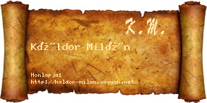 Káldor Milán névjegykártya