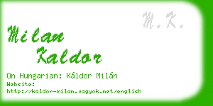 milan kaldor business card